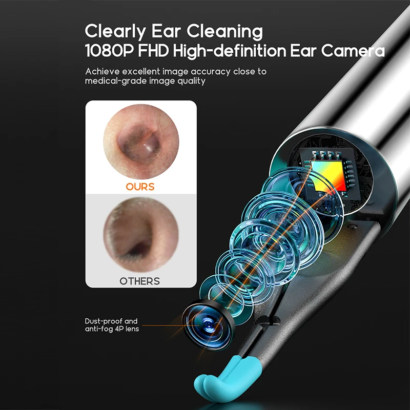 Bebird Note 5 Smart Ear Cleaner with Light WiFi Wireless Ear Wax Removal Tool Ear Wax Removal Machine Silicone with Tweezers