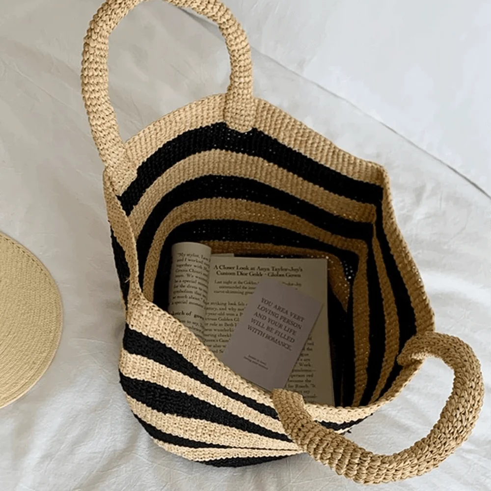 Panier à courses - ARTISANAL MADAGASCAR - Sac Cabas Naturel et Bleu