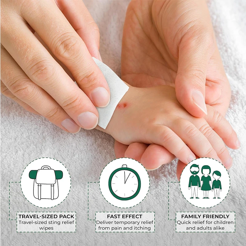 Disposable Medical First Aid Sting Relief Medicated Pad for Outdoor Camping