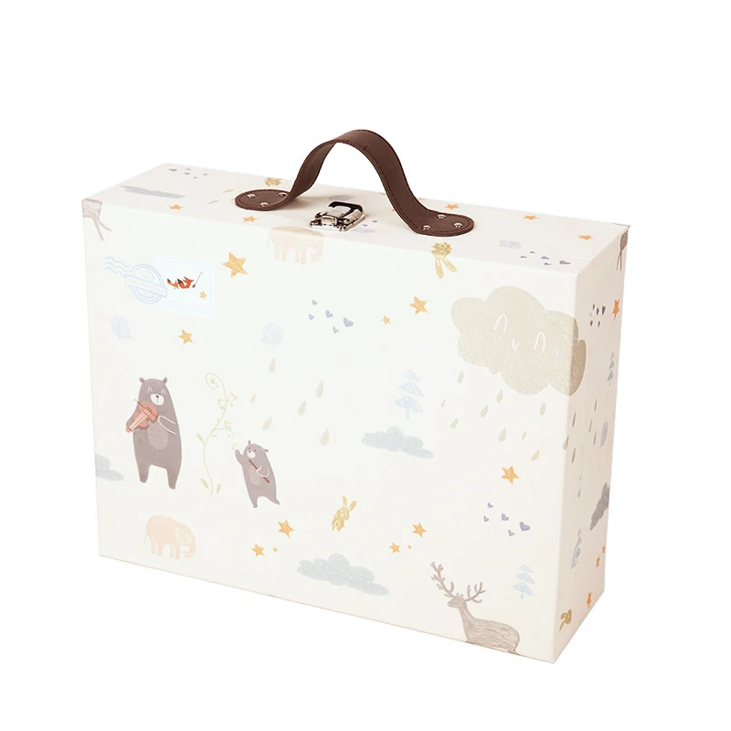 Luxury Cardboard Travel Case Paper Suitcase Box With Handle Upscale