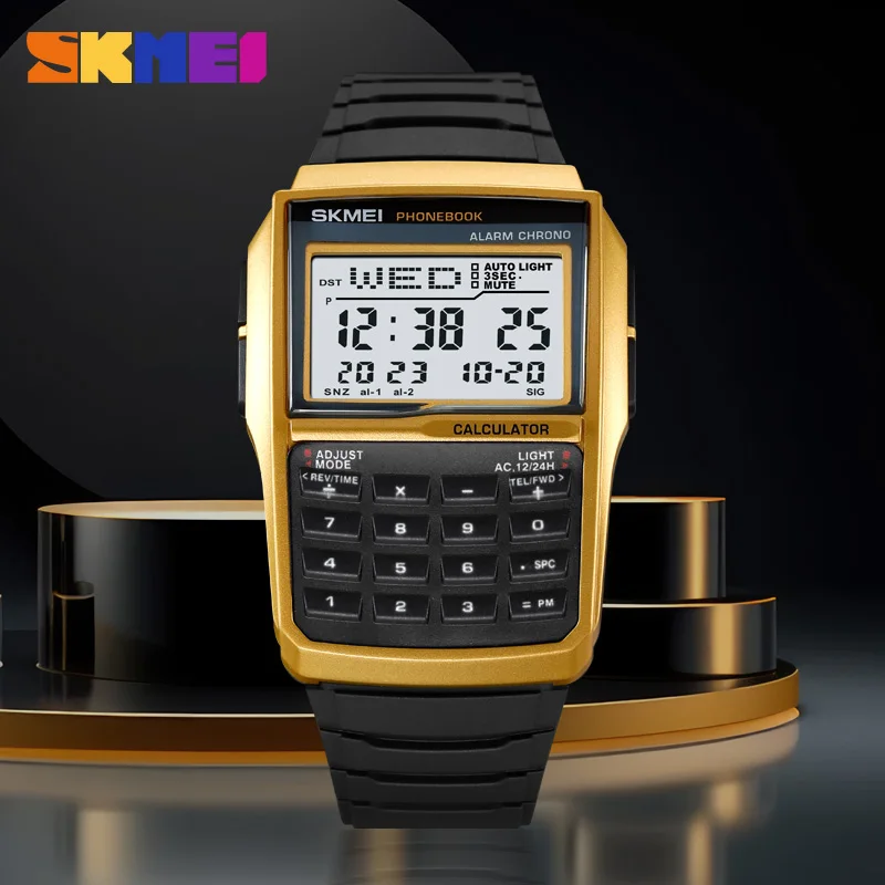 SKMEI 2255 Calculate Design Fashion Sport Men's Watch Led Display Waterproof Alarm Clock Digital Wristwatch Relogio Masculino