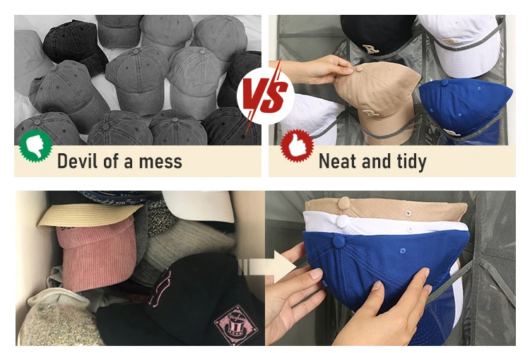 Caps Display Hanging Hat Racks Storage Bag Dust Proof Over Door Wall Luggage Hat Hanger Organizer