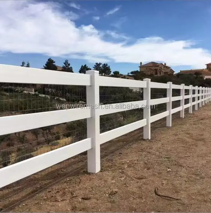3 Rail PVC Horse Rail Fence Plastic Panels White Vinyl Post and Rail Fencing