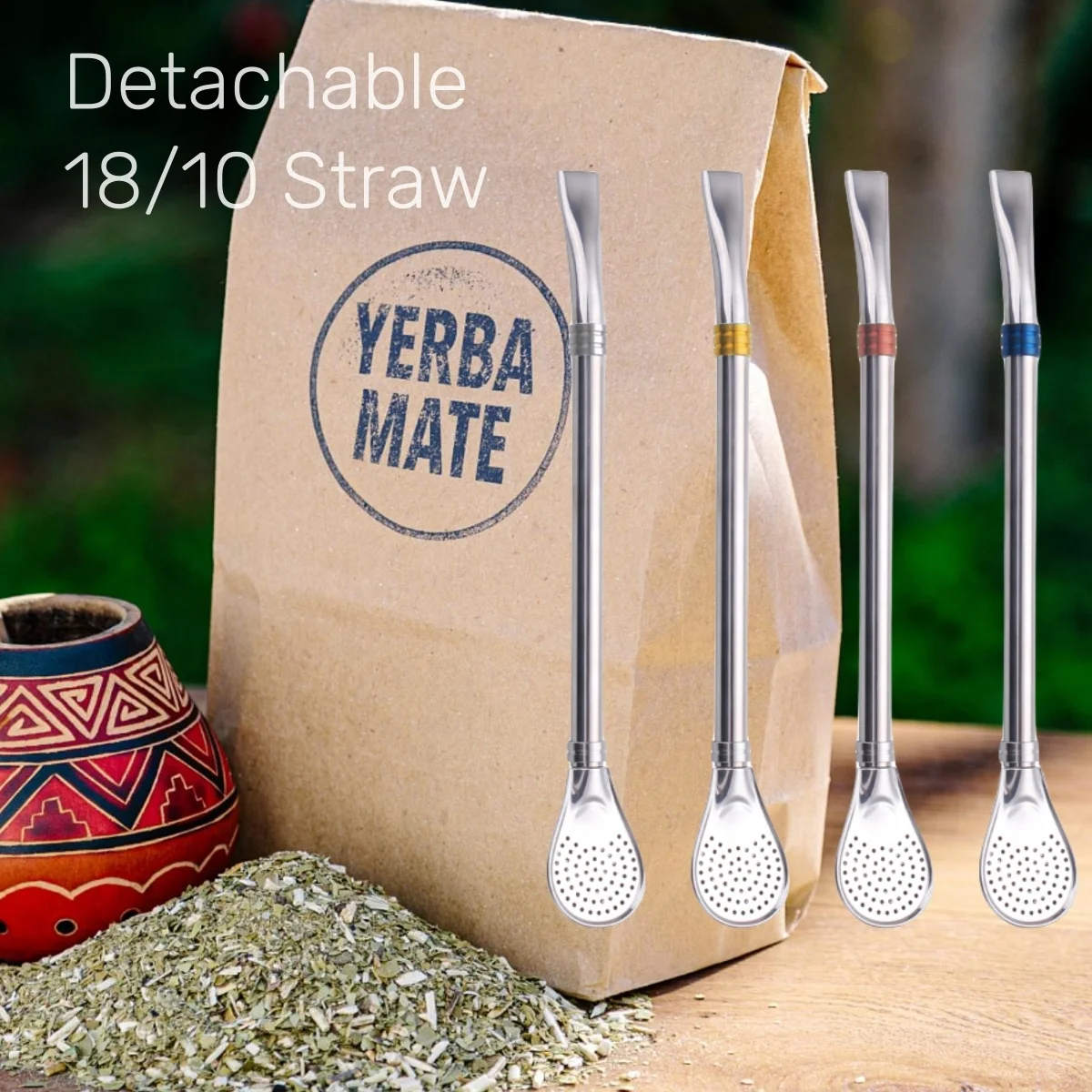 Портативная соломенная мешалка из нержавеющей стали, 18-10