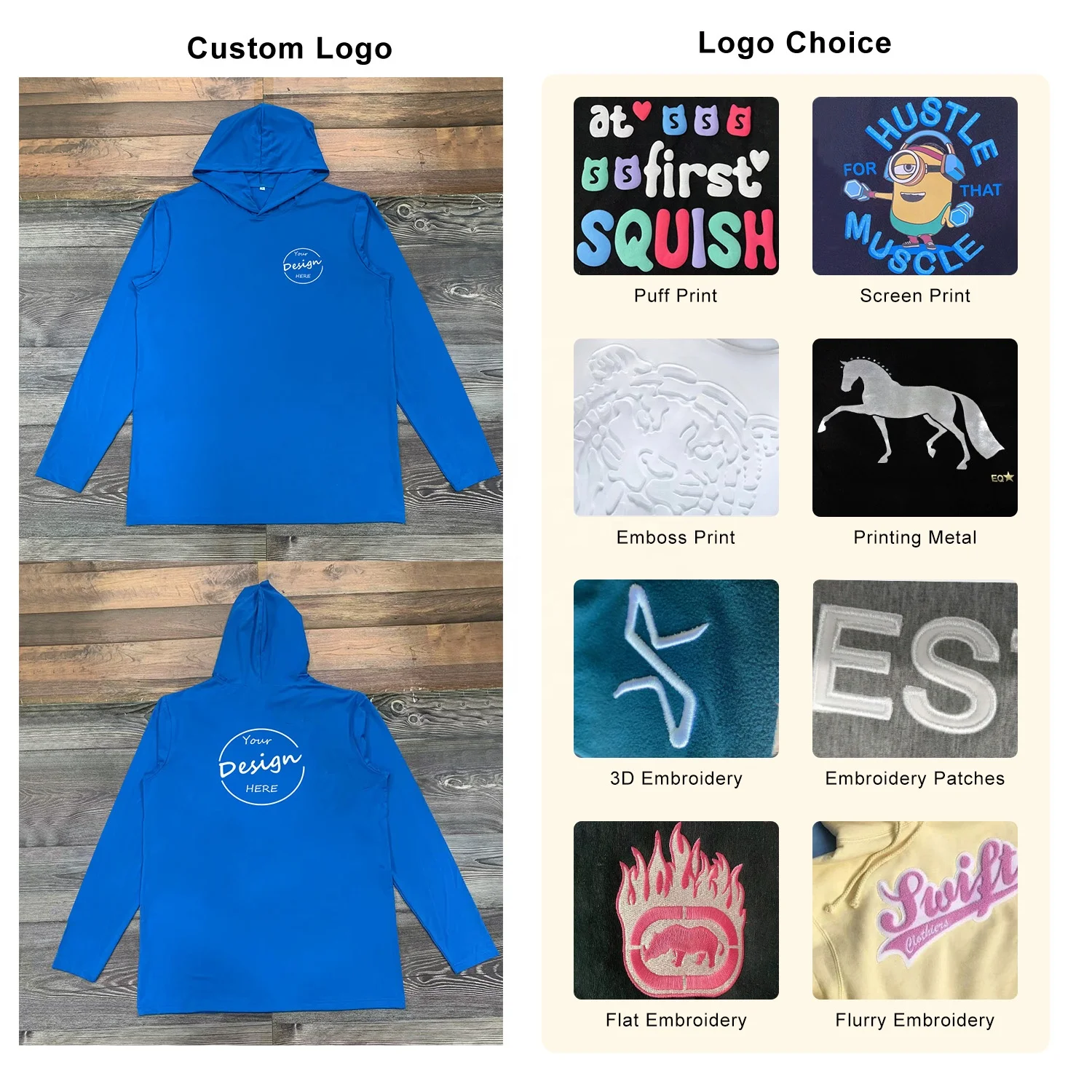 JL2592C Plain Blank Long-sleeve Cotton Mens Screen Printing Long Sleeve Shirts with Hoodie for Men