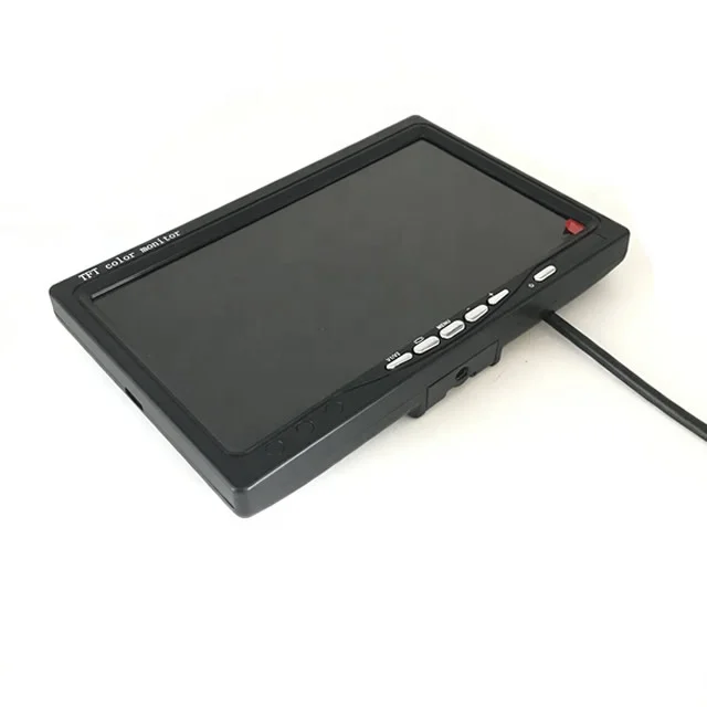 With Remote Control and Stand 7 Inch TFT LCD Color Monitor 1 Video Audio Input 1024X600 Car Rear View Monitor VCR DVD TV Monitor