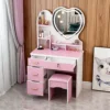 Pink Heart  Lighted Left Cabinet