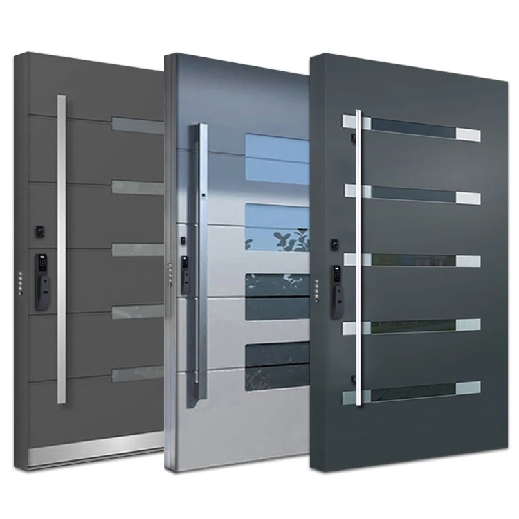 External Security Main Entrance Metal 304 Ss Stainless Steel Single Gate Door Design with Handle Smart Lock and Stopper