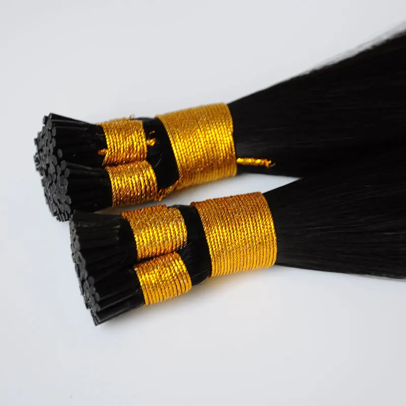 2025 Wholesale Top Quality Unprocessed I-tip Hair Pre-bonded Human Keratin  I tip human hair extensions factory