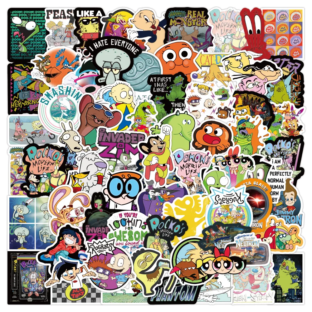 100pcs Classic 90s Cartoon Graffiti Stickers Label For Boy Wall School ...