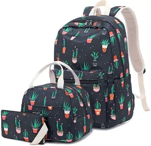 Teen Girls Backpack School Book Bag Set with Lunch Box and Pencil Case