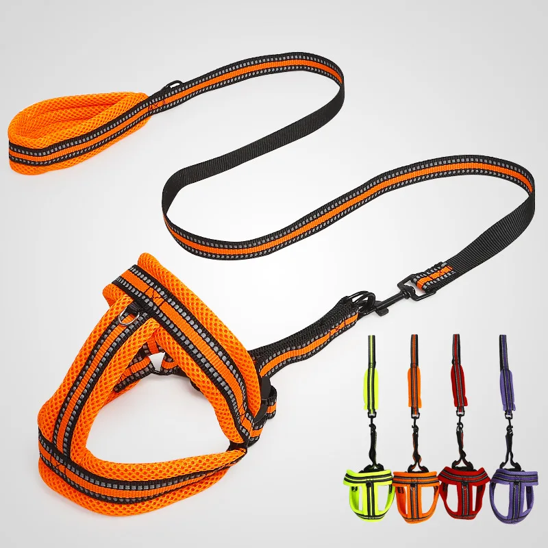 Wholesale Soft Color Sandwich Net Cloth Dog Chest Back Leash Adjustable Soft Padded Reflective Dog Pet Accessories