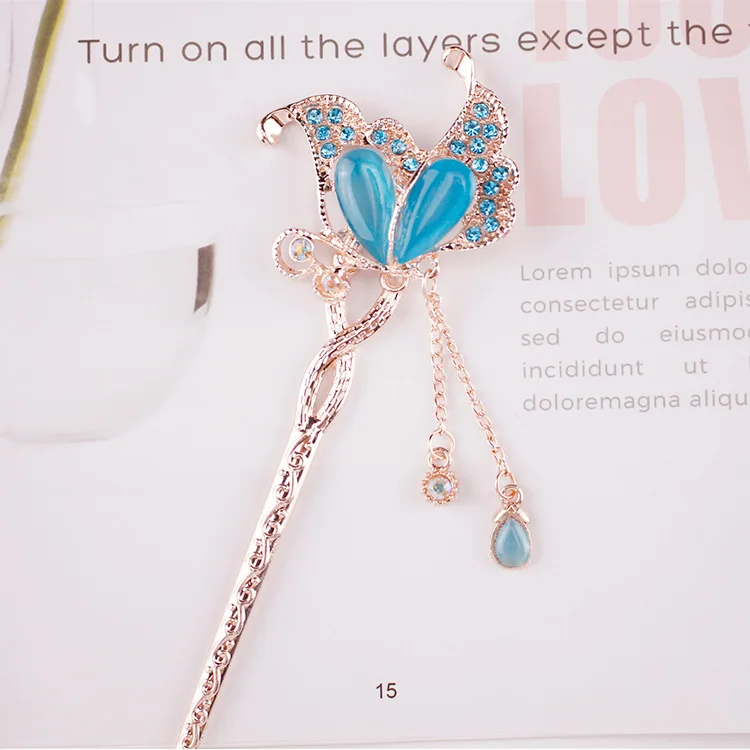 Новинка 2022 модная шпилька для волос в китайском стиле винтажная с листьями гинкго металлические