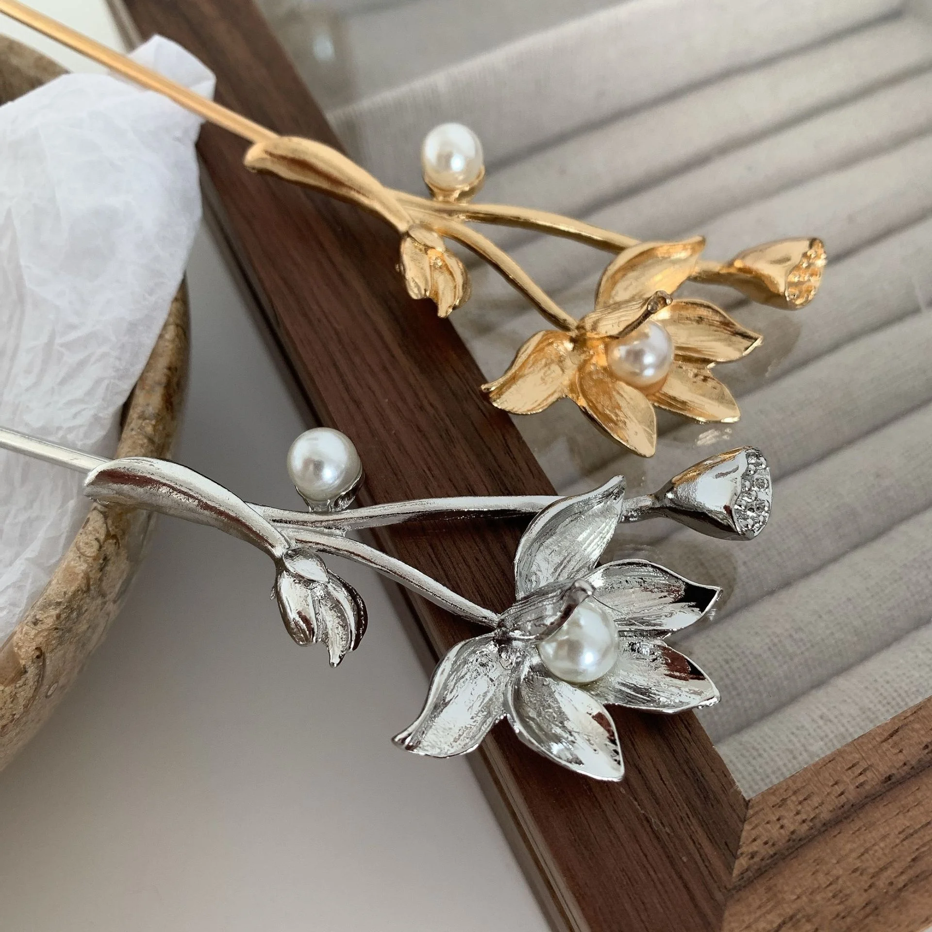 Оптовая продажа винтажные женские вилки для волос с цветами лотоса китайские аксессуары заколки