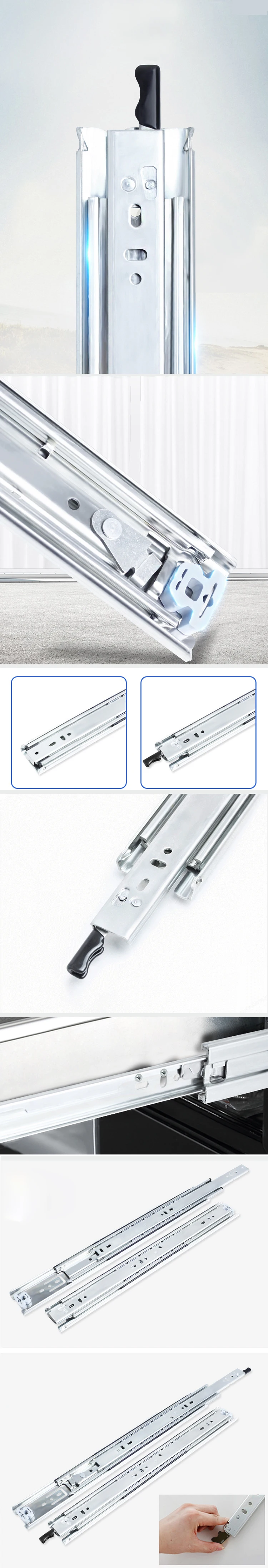 Drawer Slides Heavy-Duty Three-Section Rail 51mm Wide Cabinet Container ...