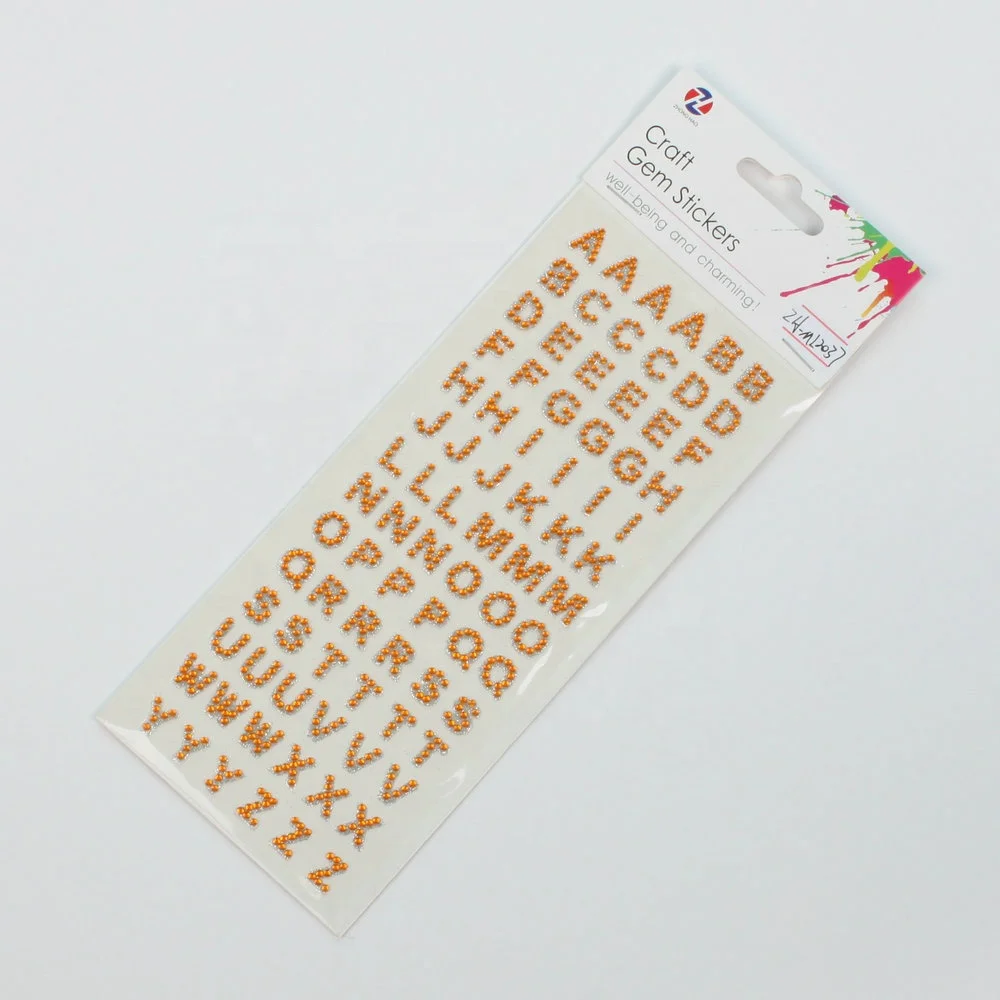 crystal glitter silver custom stickers adhesive alphabet