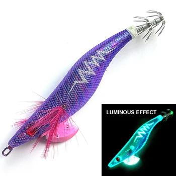 High Quality 3.5# Luminous Squid Jig Lure Wooden Shrimp Artificial Bait Jigging Lure – Metal Jig – view 4