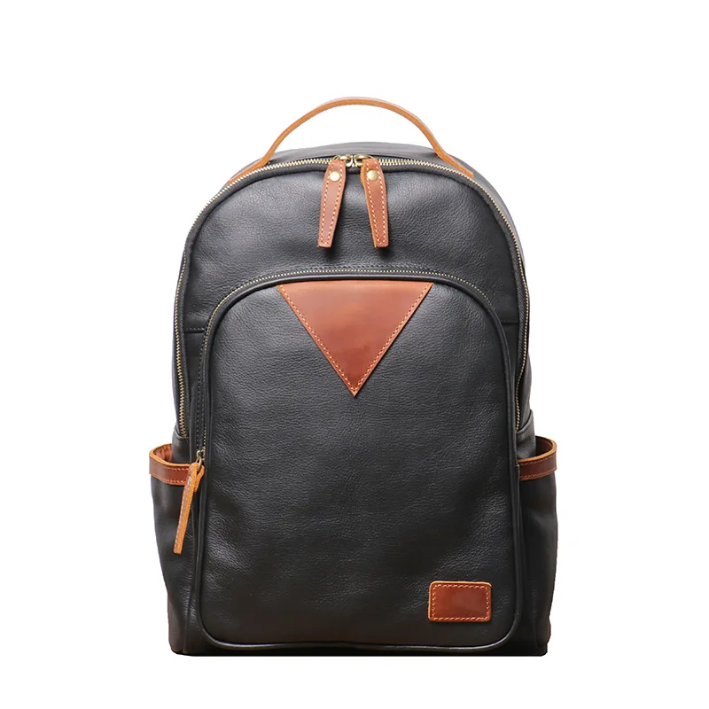 Leather men's bag crazy horse leather backpack Large capacity computer bag personality color travel backpack