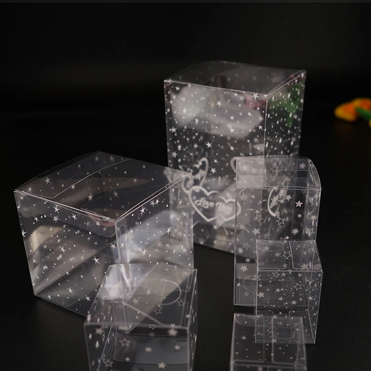 Clear RPET PP PET Rectangular Star Print Shape Gift Box With Lid Rejuvenating Set Acetate Box Packaging