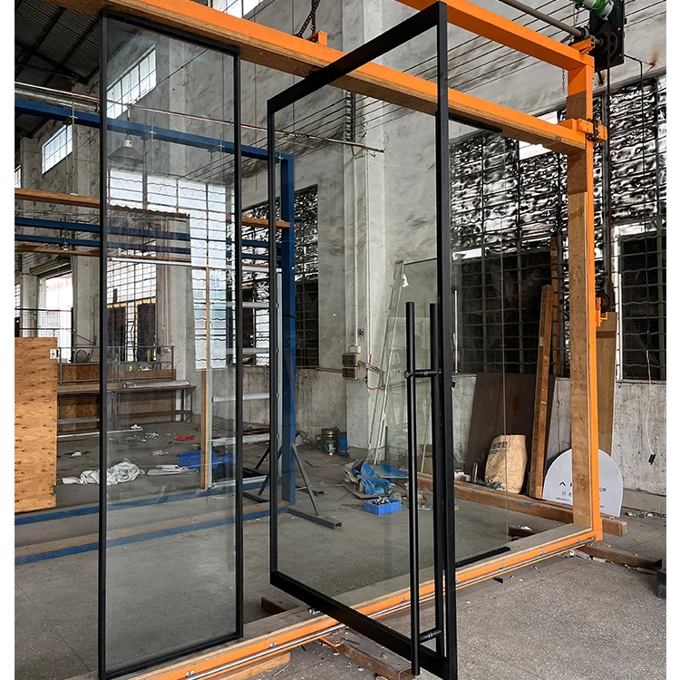 Office Glass Partition Wall With Hinge Pivot Door Smart Glass Door Room