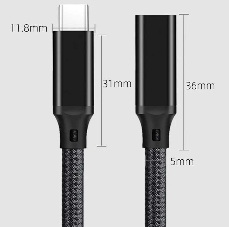 2m 100w Pd 5a Curved Usb3.2 Typec Extension Cable 4k 60hz 10gbps Usbc Gen 2 Extender Cord