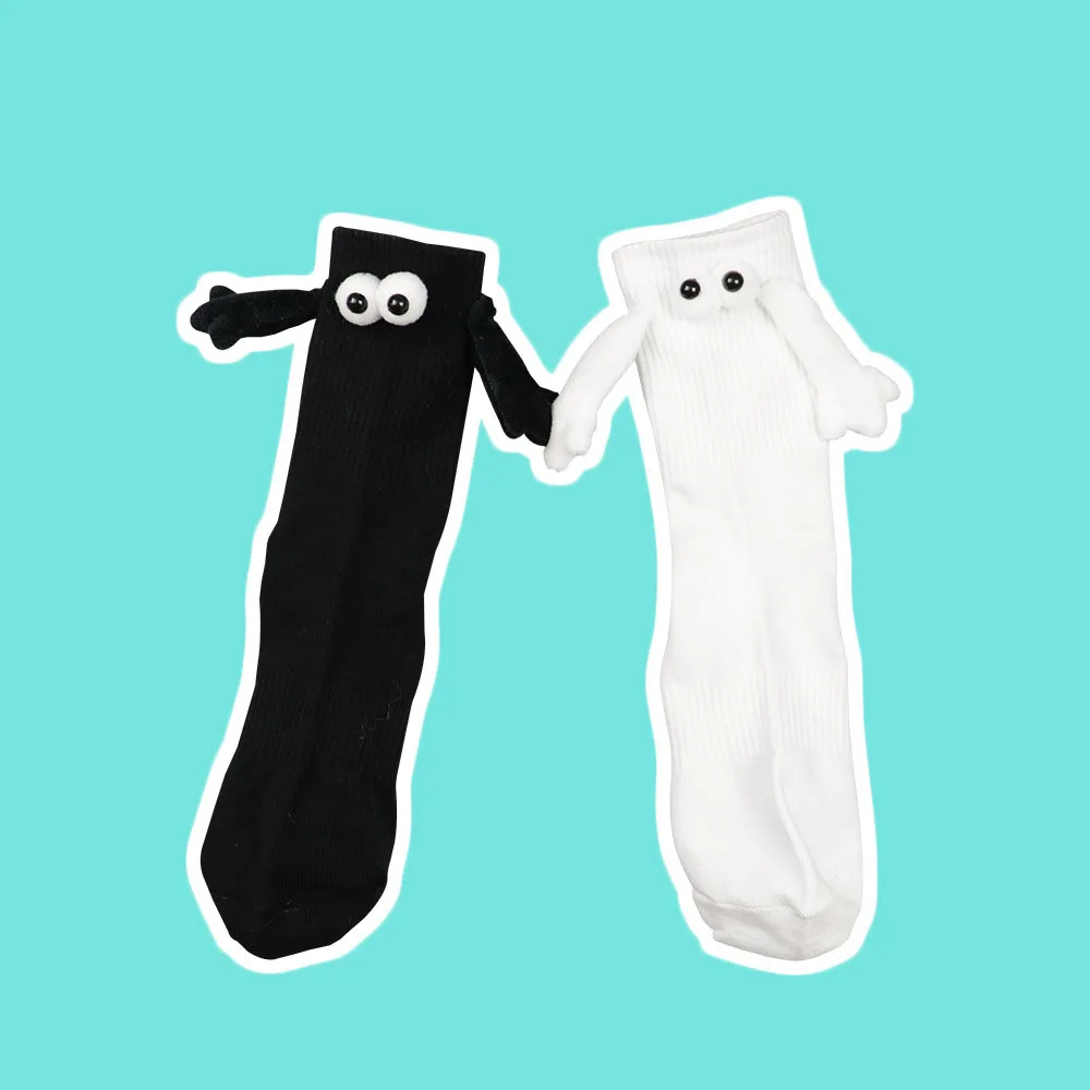 Chaussettes Magnétiques Couple ADLUH - Mains 3D, Coton, Taille Unique - Cadeau Saint-Valentin, Anniversaire