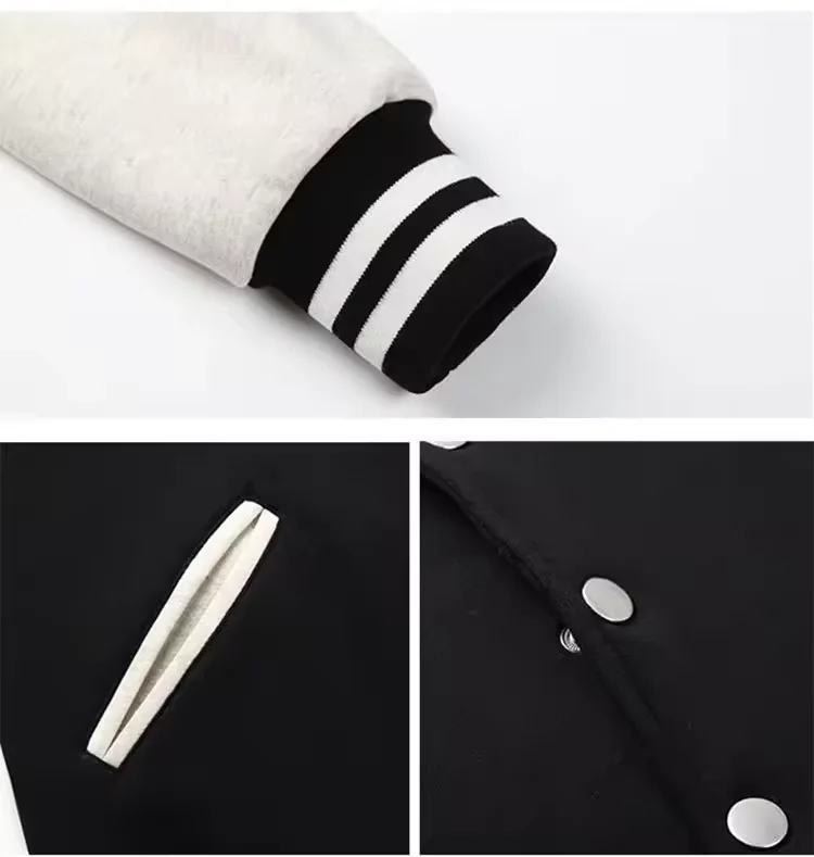 Custom Embroidery Patches Unisex Design Custom Logo Varsity French Terry Cotton Preppy Baseball Unif