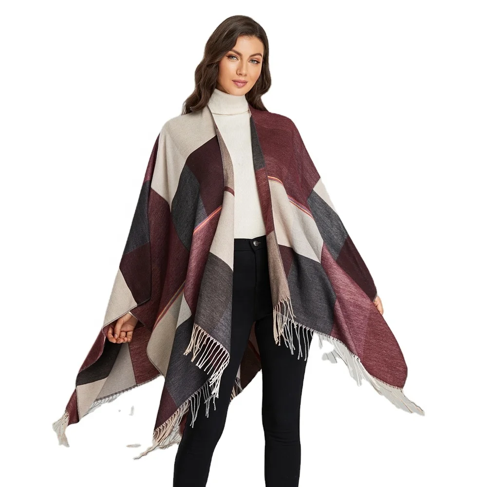 FEOYA Scialle Con Frange Da Donna Blu Poncho Aperto Mantella Elegante Stole Scamosciata Retrò Cardigan Kimono Sciarpa Scialle Grande Estate Scialles Sfrangiata Da Spiaggia Protezione Solare Moda