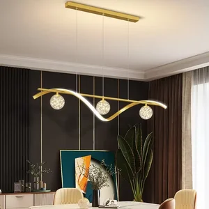 Modern Nordic LED Chandelier Kitchen Island Creative Glass Ball Pendant Lamp Dining Room Coffee Shop Bar Deco Gold Hanging Light