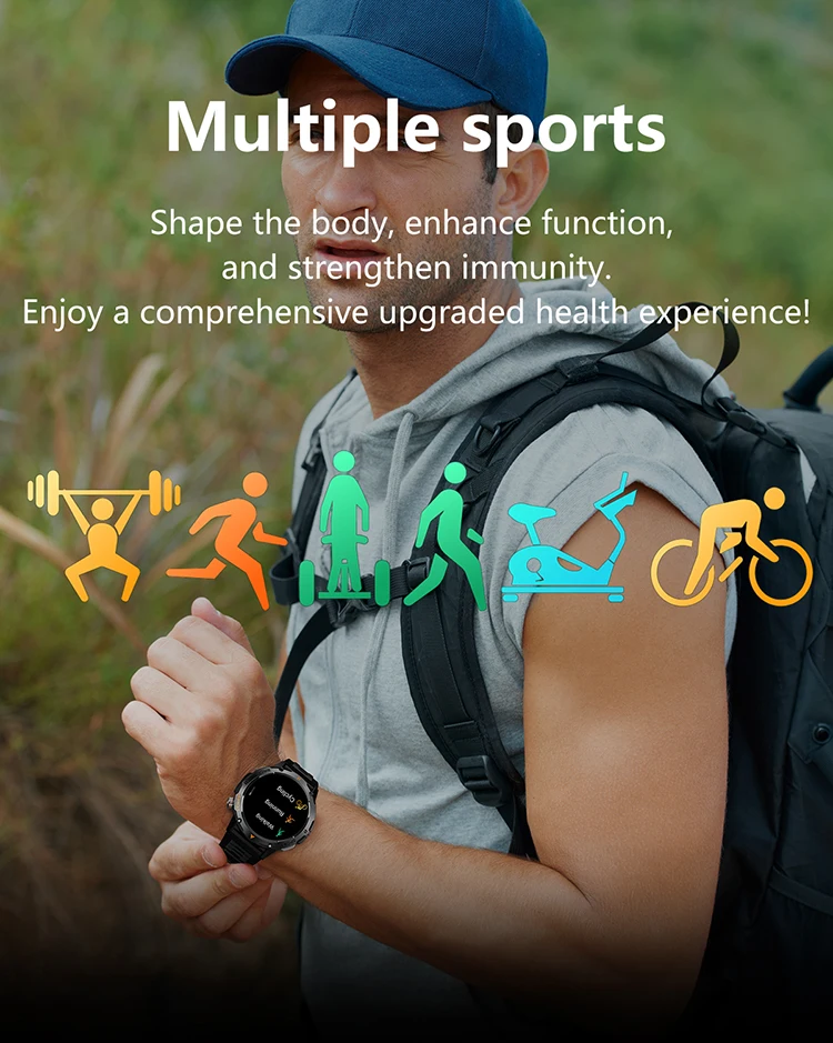 New Arrival Outdoor Sports YK06 Smart Watch Heart Rate Blood Pressure  Monitoring IP68 Waterproof Fitness Tracker Smartwatch