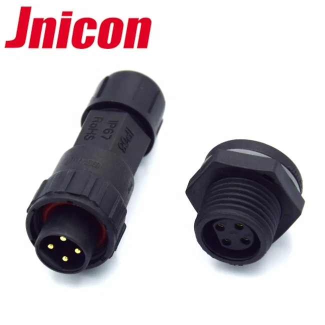 Jnicon IP68 Power Plug M16 4Pin Front Panel Mount Connectors with Soldering Terminal