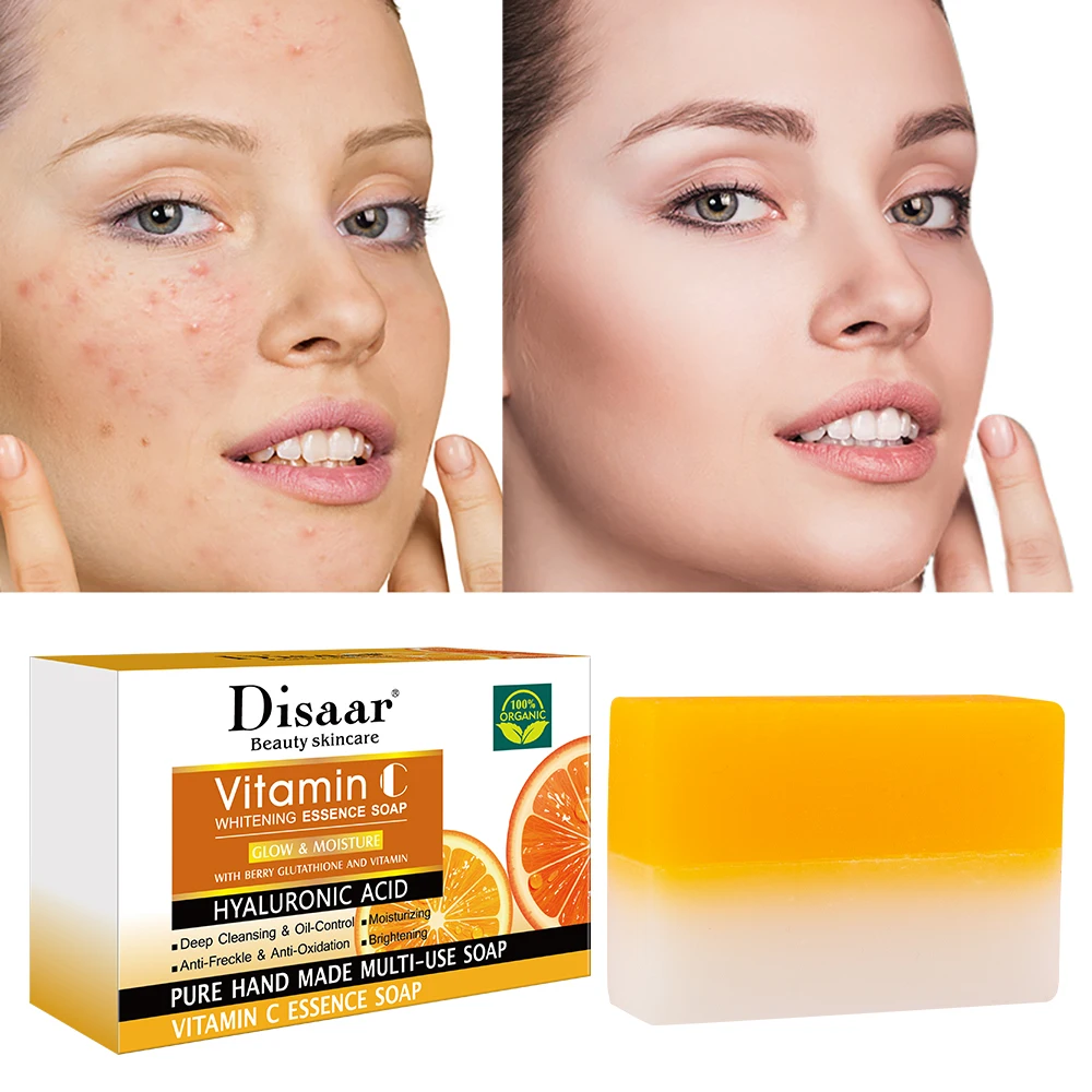 Disaar Organic 100% Vitamin C Soap Brightening Moisturizing Serum Face and Body Beauty Skincare Soap Cleanser