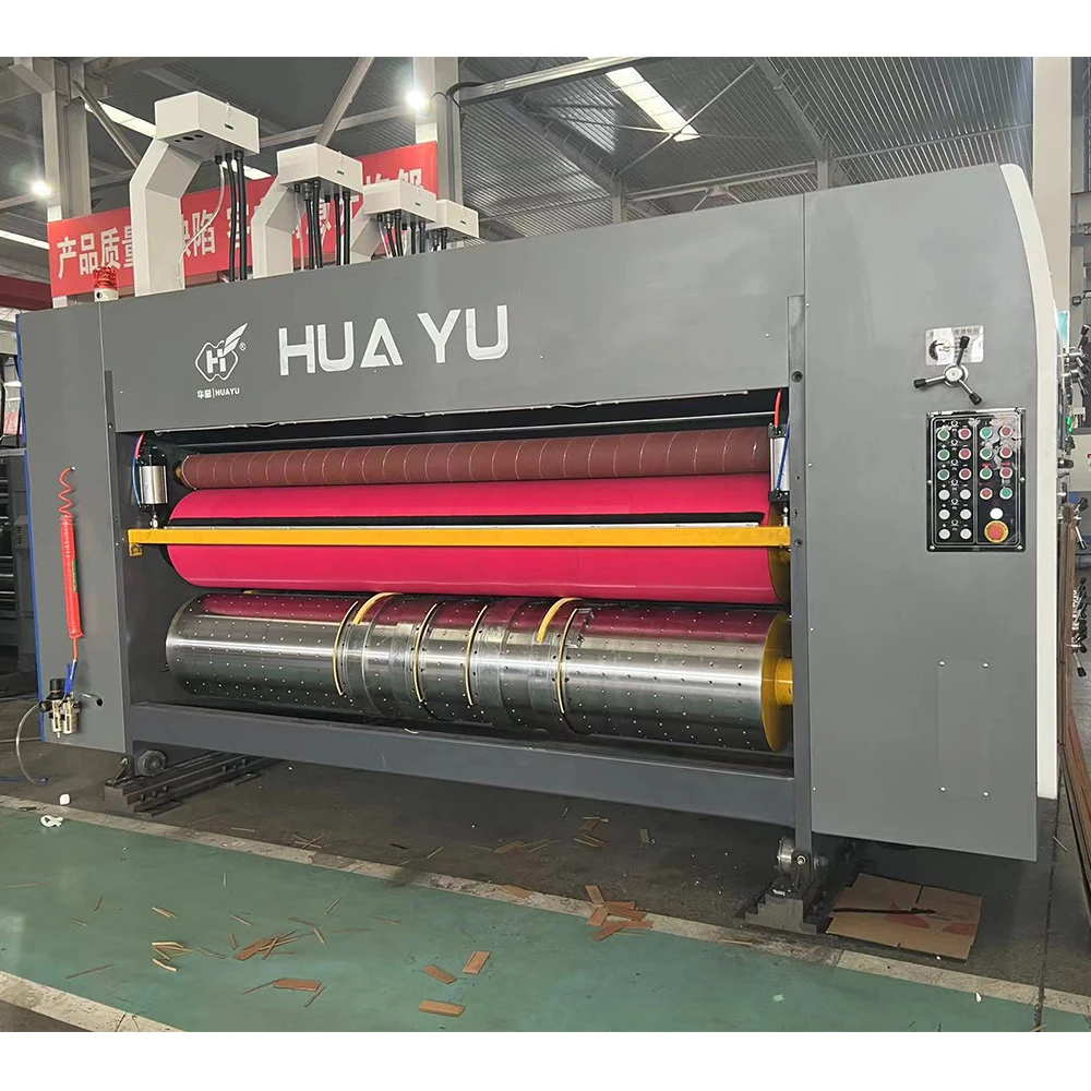 HUAYU SERIES Vacuum Transfer Fully Automatic Lead Feeder Flexo Three Color Printing Slotting Die Cutting Machine