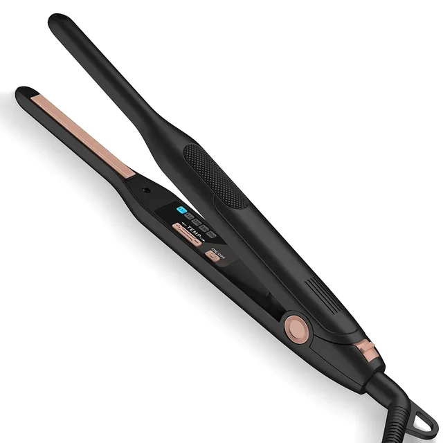 Thinnest pencil 2in1 straight roll dual purpose hair styling tool, small hair straightener for short hair and beard