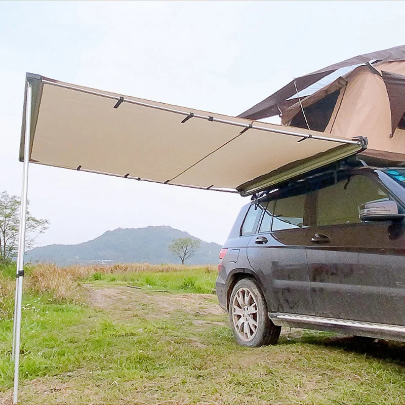 Retractable Camper Van 4x4 Sunproof Car Roof Fiamma 270 Degree Car Side  Awning Tent with Side Panels LED Light
