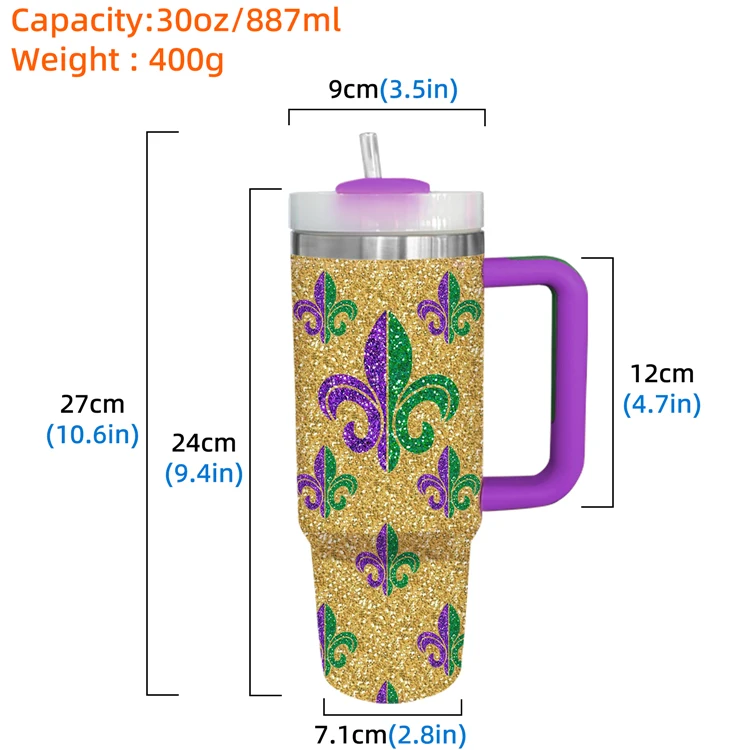 mardi gras tumblers set of 6