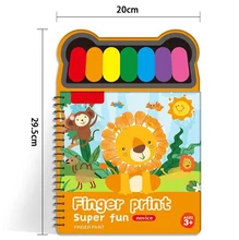 DIY children book finger print drawing coloring books Educational Drawing palette water paint child book