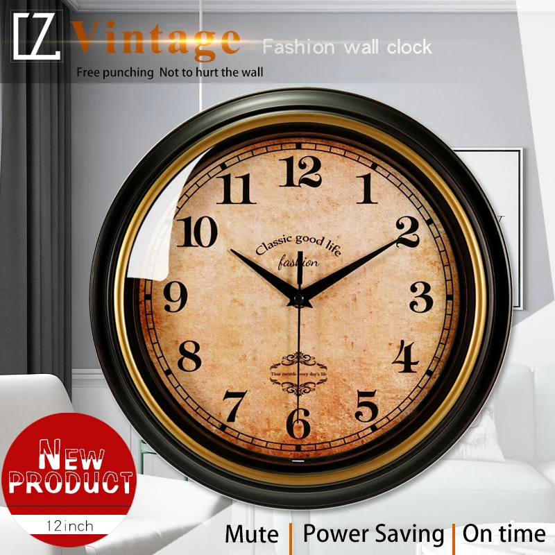 Round Vintage Retro Wall Clocks Digital Quartz Design Style Antique Art Home Decor for Bedroom Weddings OEM Watch