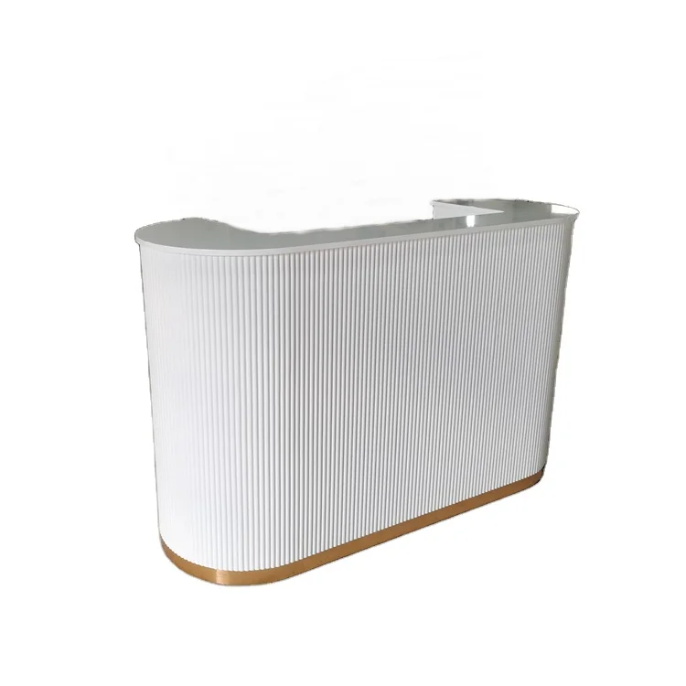 Kisen Customized Design White Reception Desk Acrylic Solid Surface Office Furniture White Corians Office Front Desk