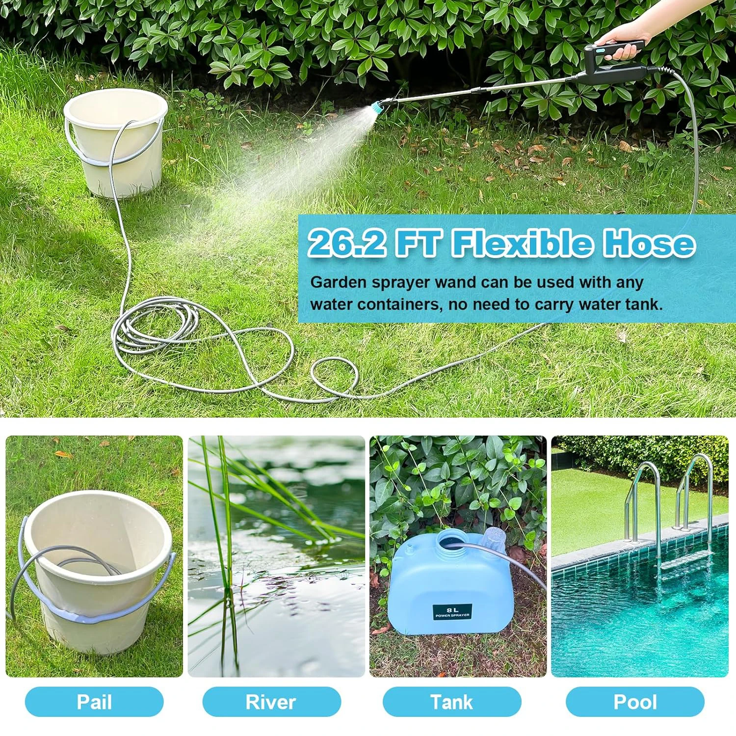 Rechargeable Battery Operated Telescopic Spray Wand Portable Automatic Electric Garden Planting Sprayer with 3 Adjustable Nozzle