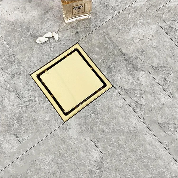 Modern Square Brushed Gold Bathroom Shower Floor Drain Stainless Steel