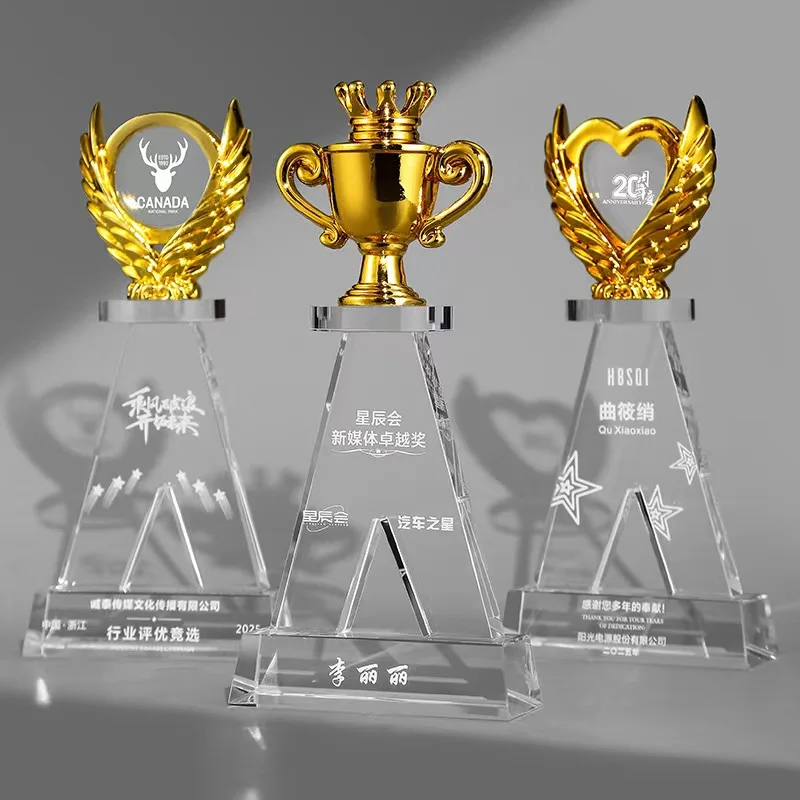Custom K9 Metal and Crystal Glass Trophy Sports Event Souvenir Business Design with Base Gift preview 4