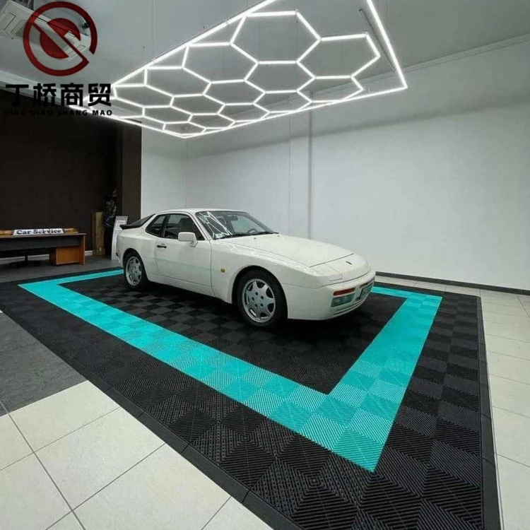 Modular Floor Tiles Anti Slip PP PVC Plastic Flooring Mats Interlocking Garage Floor Tiles for Car Detailing Shop Workshop 1.8cm