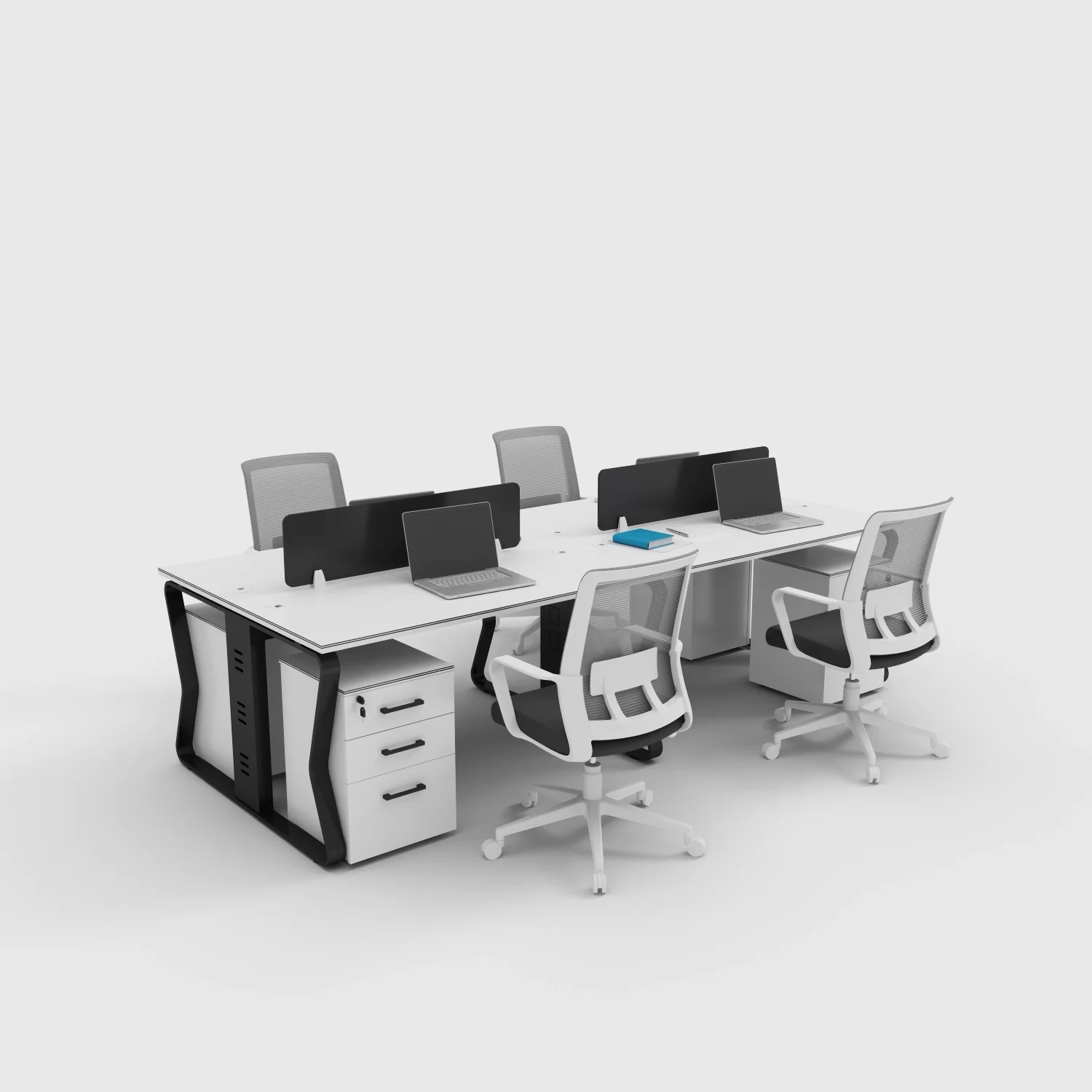 Modern Modular Office Table Furniture 4 6 8 Seater Person Staff White ...