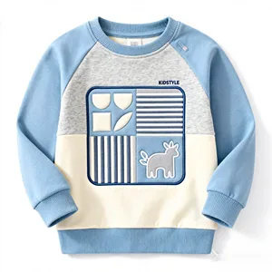 OEM ODM Wholesale Girls Boys Fleece Lined Solid Customized Logo French Terry Children Clothes Baby Sweatshirts for Outwear