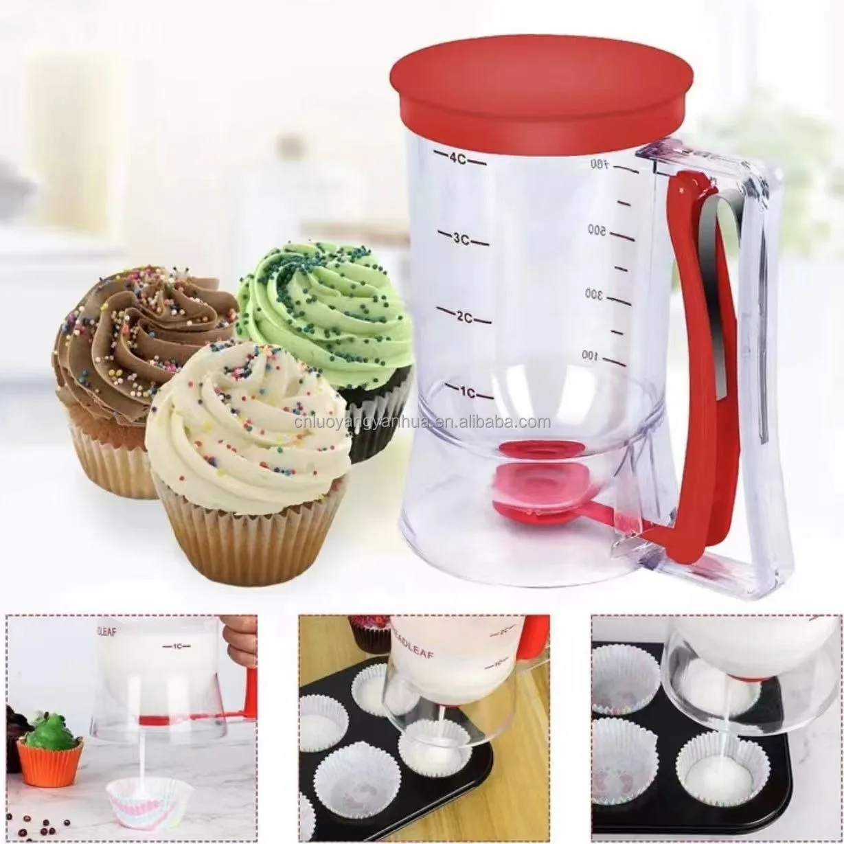 Kitchen Measuring Baking Tools Handheld Pancake Maker Cookie Biscuit Cake Muffin Cupcake Batter Dispenser with Squeeze Handle