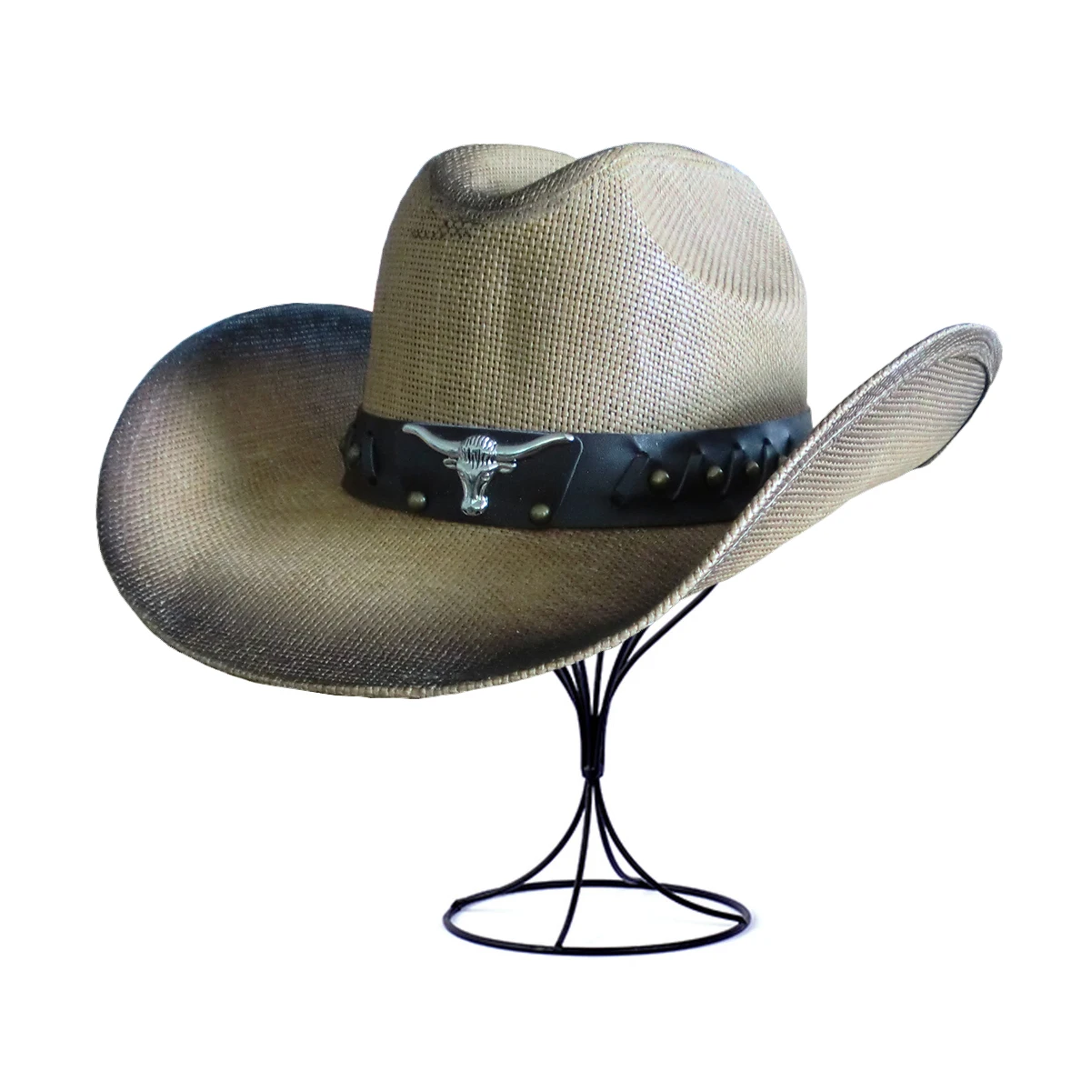 Paper Straw Trim Detail Cowboy Hat