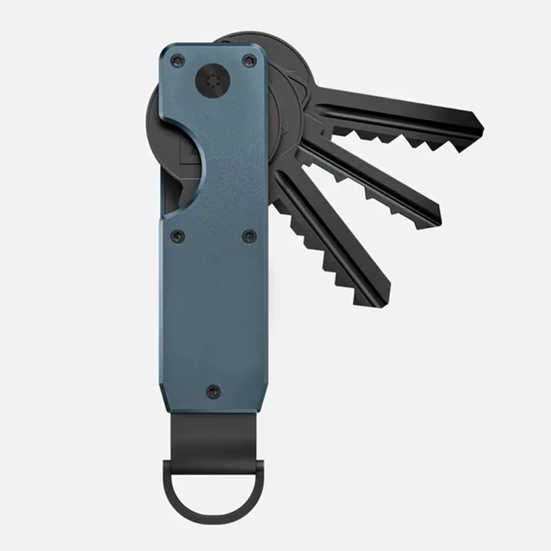 Klassischer, robuster Schlüsselanhänger aus Aluminiumlegierung mit Karabinerhaken für 1 bis 6 kleine Schlüssel und Kreditkartenaufbewahrung_voghion.com