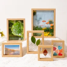 DIY Solid Wood Framed Double Sided Glass Wall Art Picture Floating Picture Frame
