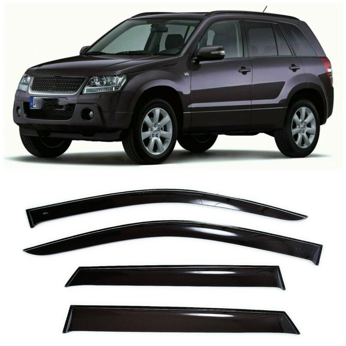 Wind Deflectors Fits Suzuki Grand Vitara Mk2 2005-2015 2-Pcs Set Tinted Heko | UK